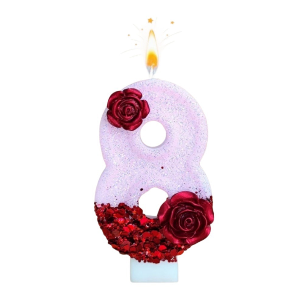 Candela Numerica Rosa Glittera - Soy Wax recensione e prezzo